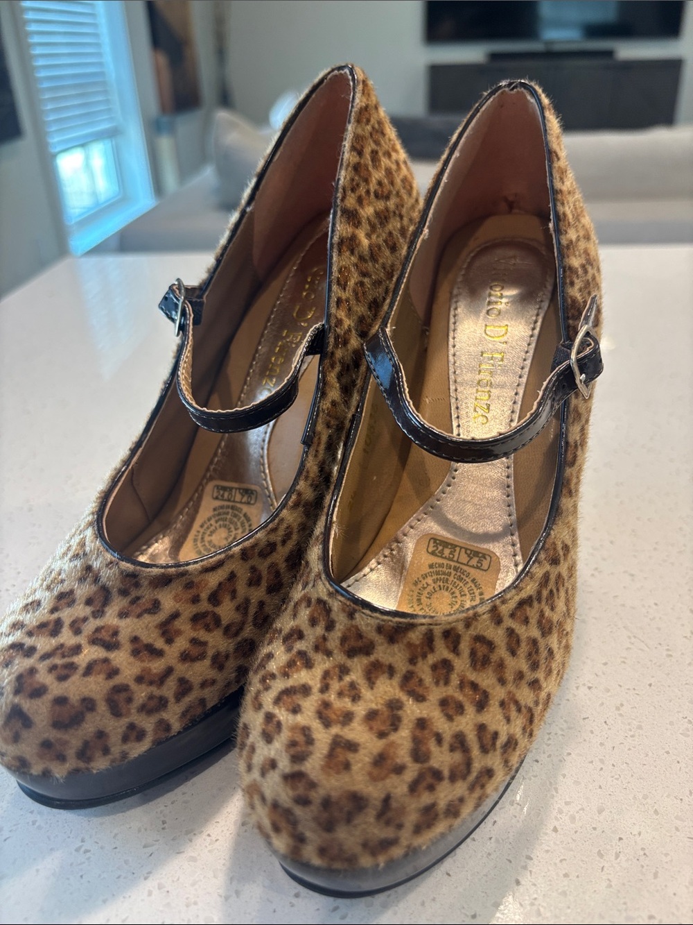 Vittorio D'Firenze Leopard Print Mary Jane Platform Pumps – Size 24.5 / US 7.5